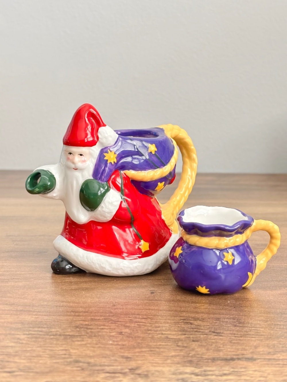 VINTAGE Mini Tea Set Believe Christmas Mary Engelbreit Santa 1999 Stars Enesco